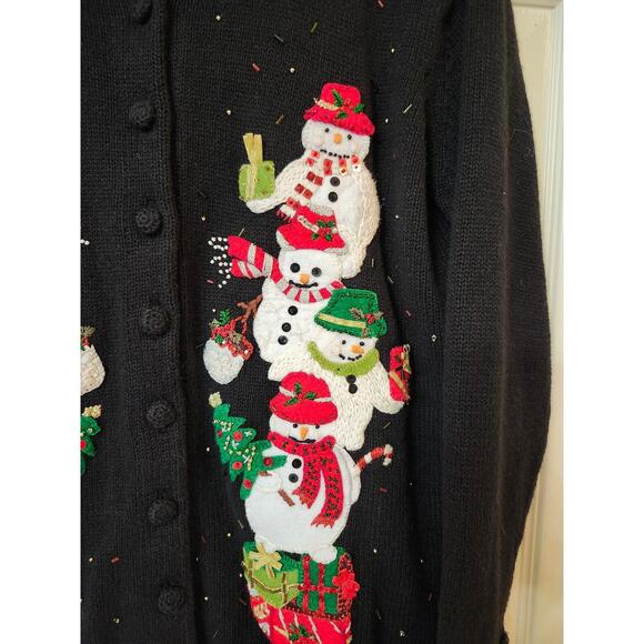 Tiara International size Medium Womens Christmas Sweater Snowmen - Picture 2 of 5